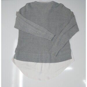 Simply Vera Wang Lace Gray knit Collared Long Sleeve Sweater size XL